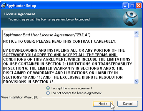 SpyHunter license agreement