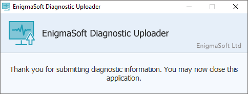 Transmission Complete for EnigmaSoft Diagnostic Uploader